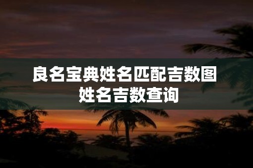 良名宝典姓名匹配吉数图  姓名吉数查询