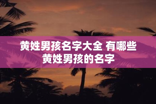 黄姓男孩名字大全 有哪些黄姓男孩的名字