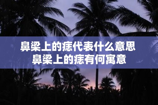 鼻梁上的痣代表什么意思 鼻梁上的痣有何寓意