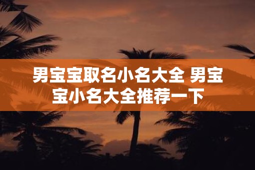 男宝宝取名小名大全 男宝宝小名大全推荐一下