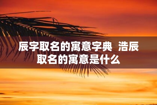 辰字取名的寓意字典  浩辰取名的寓意是什么