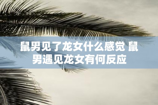 鼠男见了龙女什么感觉 鼠男遇见龙女有何反应