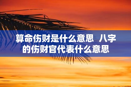 算命伤财是什么意思  八字的伤财官代表什么意思