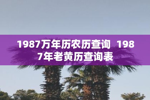 1987万年历农历查询  1987年老黄历查询表