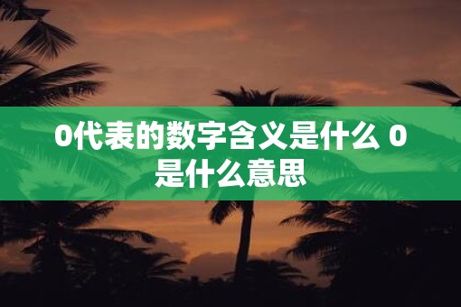 0代表的数字含义是什么 0是什么意思