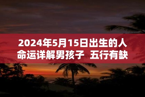 2025年5月15日出生的人命运详解男孩子  五行有缺失吗
