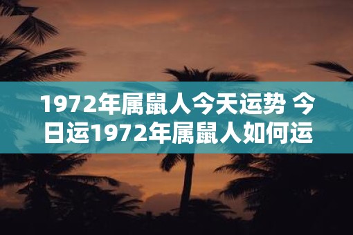 1972年属鼠人今天运势 今日运1972年属鼠人如何运势