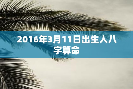 2016年3月11日出生人八字算命