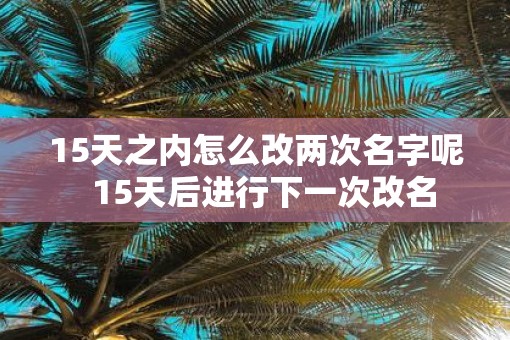 15天之内怎么改两次名字呢 15天后进行下一次改名 15天之内怎么改两次名字呢 15天后进行下一次改名