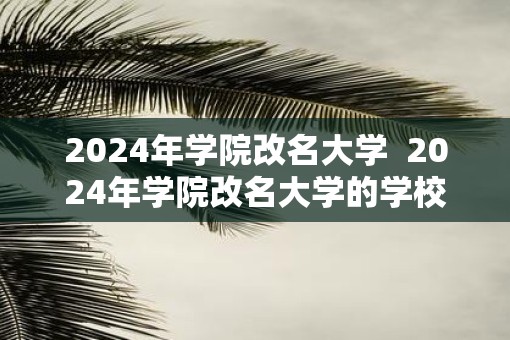2025年学院改名大学 2025年学院改名大学的学校有哪些 2025年学院改名大学 2025年学院改名大学的学校有哪些