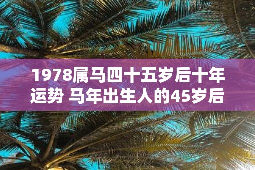 1978属马四十五岁后十年运势 马年出生人的45岁后运势如何