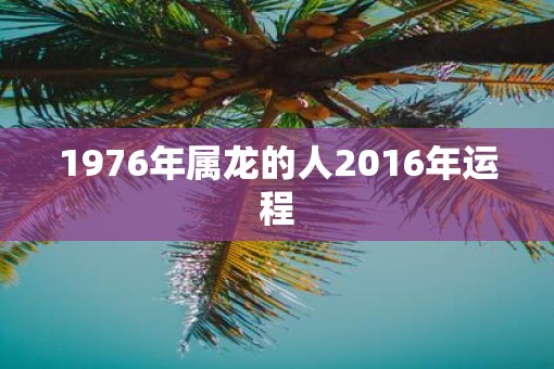 1976年属龙的人2016年运程