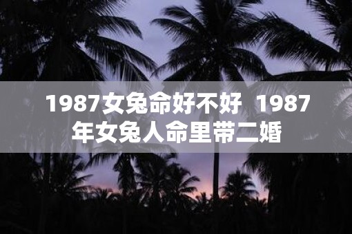 1987女兔命好不好  1987年女兔人命里带二婚