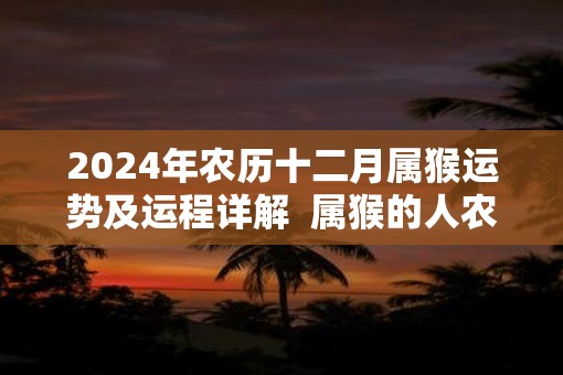 2025年农历十二月属猴运势及运程详解  属猴的人农历十二月运势好吗