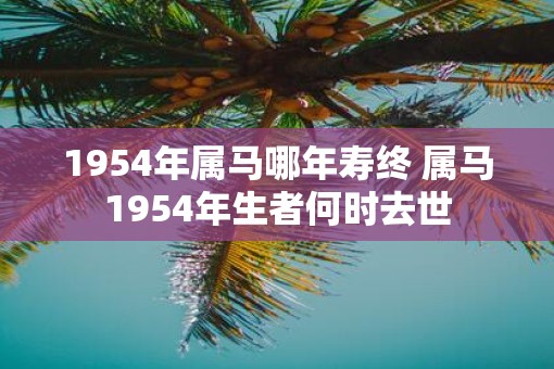 1954年属马哪年寿终 属马1954年生者何时去世