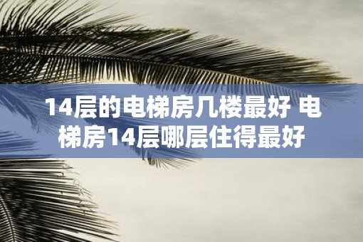 14层的电梯房几楼最好 电梯房14层哪层住得最好