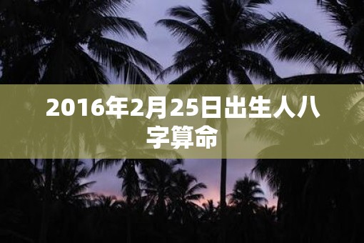 2016年2月25日出生人八字算命