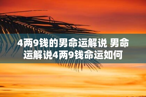 4两9钱的男命运解说 男命运解说4两9钱命运如何