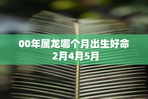 00年属龙哪个月出生好命 2月4月5月 00年属龙哪个月出生好命 2月4月5月
