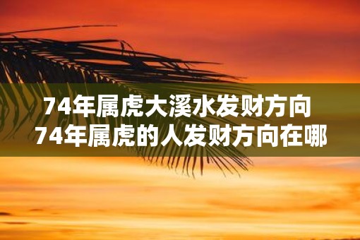 74年属虎大溪水发财方向 74年属虎的人发财方向在哪