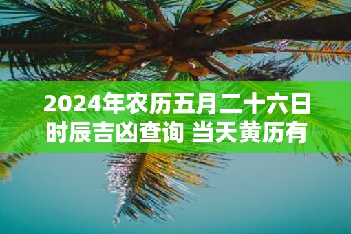 2025年农历五月二十六日时辰吉凶查询 当天黄历有什么宜忌