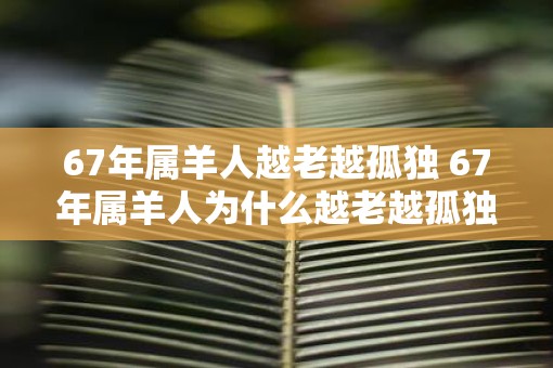 67年属羊人越老越孤独 67年属羊人为什么越老越孤独