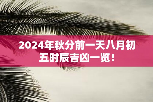 2025年秋分前一天八月初五时辰吉凶一览！