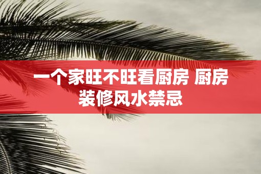 一个家旺不旺看厨房 厨房装修风水禁忌