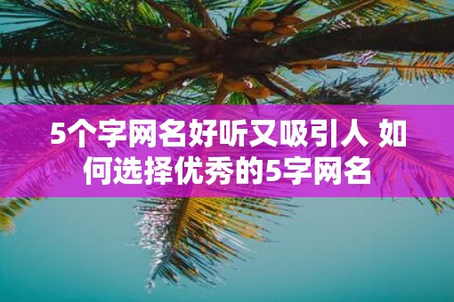 5个字网名好听又吸引人 如何选择优秀的5字网名