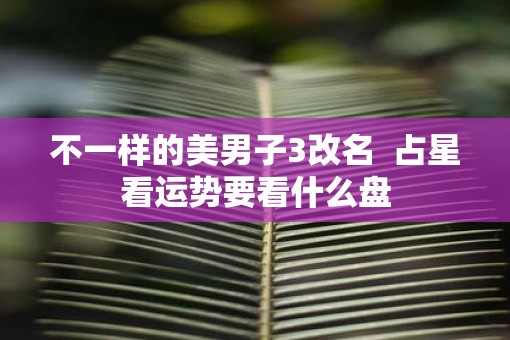 不一样的美男子3改名  占星看运势要看什么盘