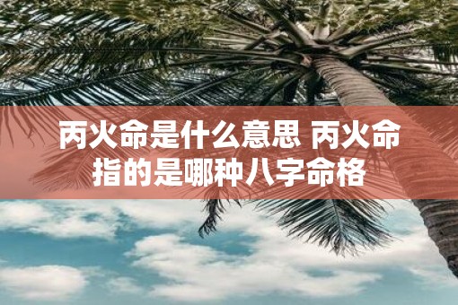 丙火命是什么意思 丙火命指的是哪种八字命格