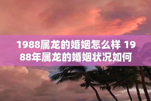1988属龙的婚姻怎么样 1988年属龙的婚姻状况如何