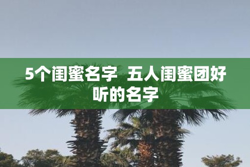 5个闺蜜名字  五人闺蜜团好听的名字