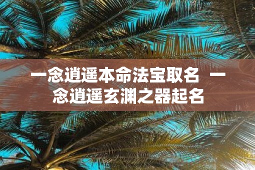 一念逍遥本命法宝取名  一念逍遥玄渊之器起名