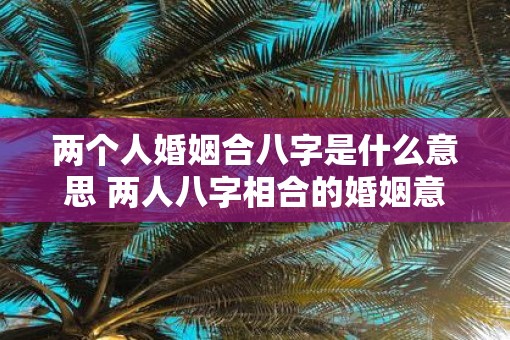 两个人婚姻合八字是什么意思 两人八字相合的婚姻意义