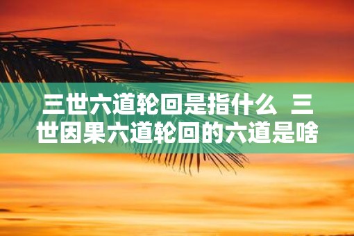 三世六道轮回是指什么  三世因果六道轮回的六道是啥