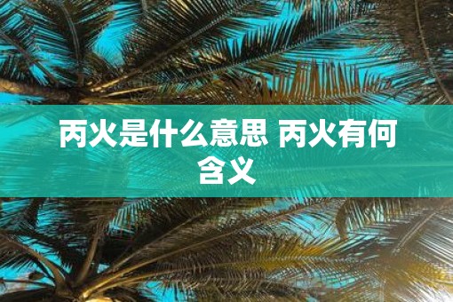 丙火是什么意思 丙火有何含义 丙火是什么意思 丙火有何含义