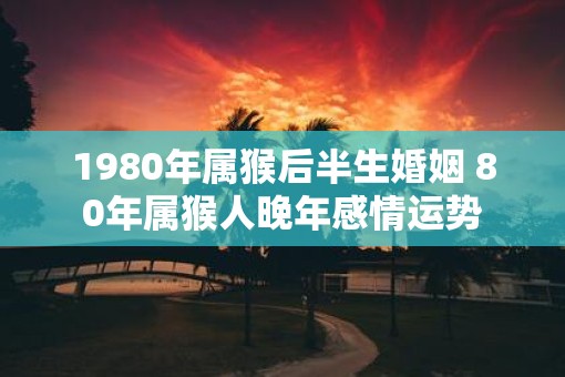 1980年属猴后半生婚姻 80年属猴人晚年感情运势