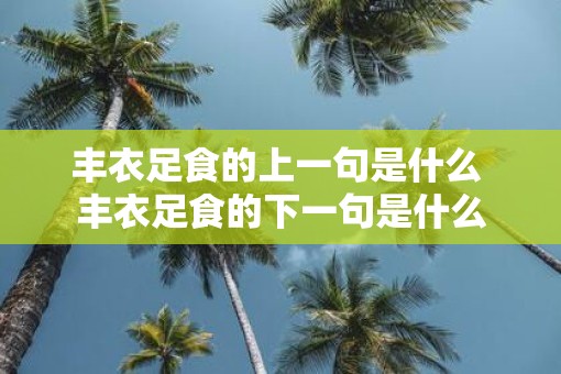 丰衣足食的上一句是什么 丰衣足食的下一句是什么