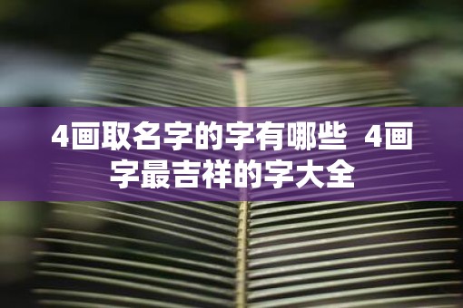 4画取名字的字有哪些  4画字最吉祥的字大全