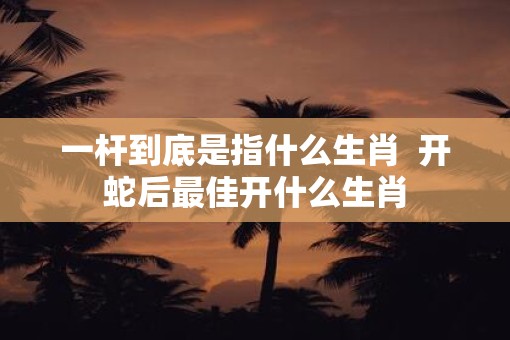 一杆到底是指什么生肖  开蛇后最佳开什么生肖
