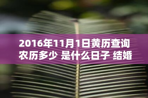 2016年11月1日黄历查询 农历多少 是什么日子 结婚吉时