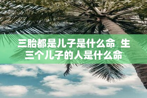 三胎都是儿子是什么命  生三个儿子的人是什么命