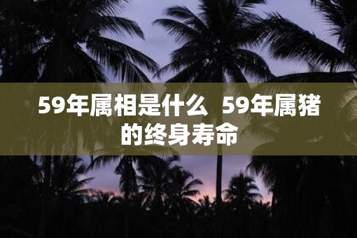 59年属相是什么  59年属猪的终身寿命