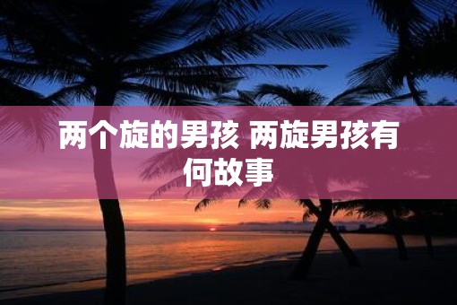 两个旋的男孩 两旋男孩有何故事