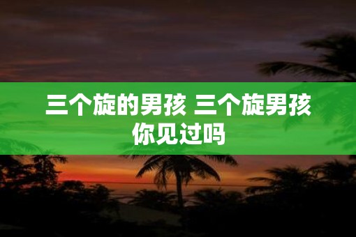 三个旋的男孩 三个旋男孩你见过吗