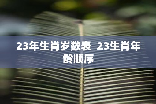 23年生肖岁数表  23生肖年龄顺序