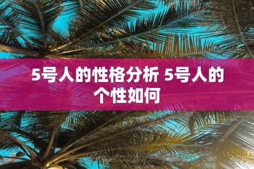 5号人的性格分析 5号人的个性如何