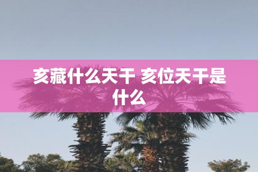亥藏什么天干 亥位天干是什么