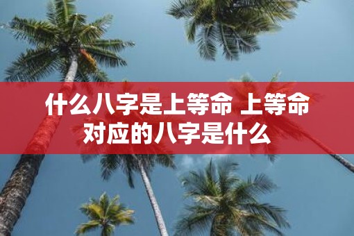 什么八字是上等命 上等命对应的八字是什么